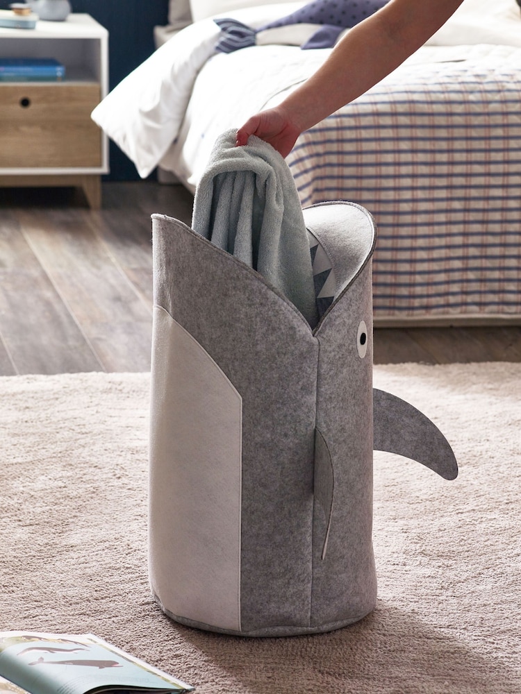 Shark Grey Felt Character Bag Laundry Basket - Image 1 of 6 Shark Grey Felt Character Bag Laundry Basket - Image 1 of 6