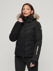 Superdry Black Ski Luxe Puffer Jacket - Image 1 of 3