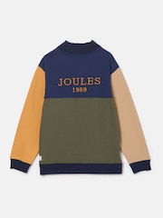 Joules Boys' Elliot Multi Colourblock Quarter Zip Sweatshirt - Image 2 of 3
