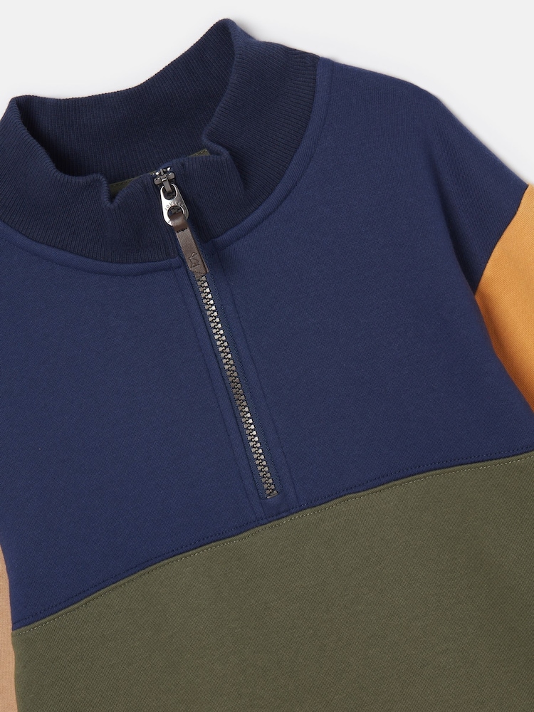 Joules Boys' Elliot Multi Colourblock Quarter Zip Sweatshirt - Image 3 of 3