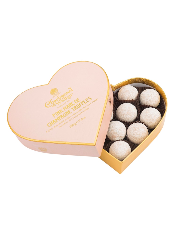 Charbonnel et Walker 200g Pink Marc de Champagne Chocolate Truffles Heart - Image 1 of 1