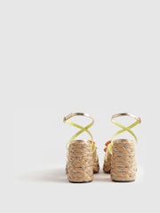 River Island Natural Terry De Havilland Raffia Flower Heeled Sandals - Image 2 of 6