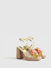 River Island Natural Terry De Havilland Raffia Flower Heeled Sandals - Image 3 of 6