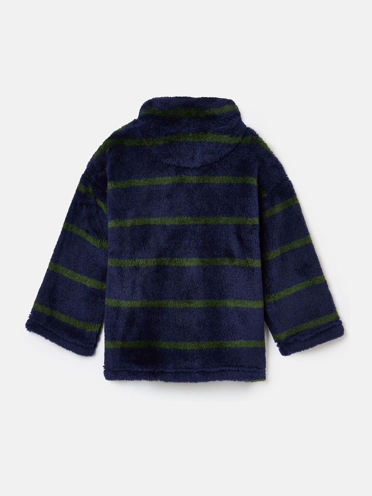 Joules Boys' Woozle Navy & Green Stripe Half Zip Borg Fleece - Image 2 of 4