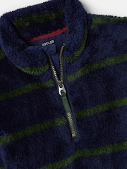 Joules Boys' Woozle Navy & Green Stripe Half Zip Borg Fleece - Image 3 of 4