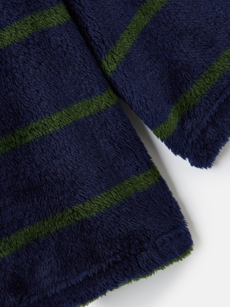 Joules Boys' Woozle Navy & Green Stripe Half Zip Borg Fleece - Image 4 of 4