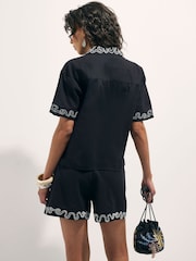River Island Black Terry De Havilland Beaded Floral Shorts - Image 3 of 4