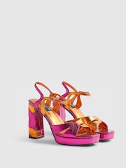 River Island Pink Terry De Havilland Metallic Swirl Platform Sandals - Image 3 of 6