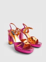 River Island Pink Terry De Havilland Metallic Swirl Platform Sandals - Image 4 of 6