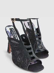 River Island Black Terry De Havilland Butterfly Caged Heeled Sandals - Image 6 of 6