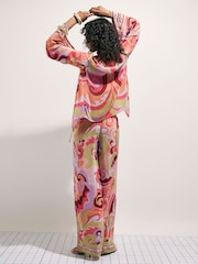 River Island Orange Terry De Havilland Swirl Print Wide Leg Trousers - Image 3 of 4