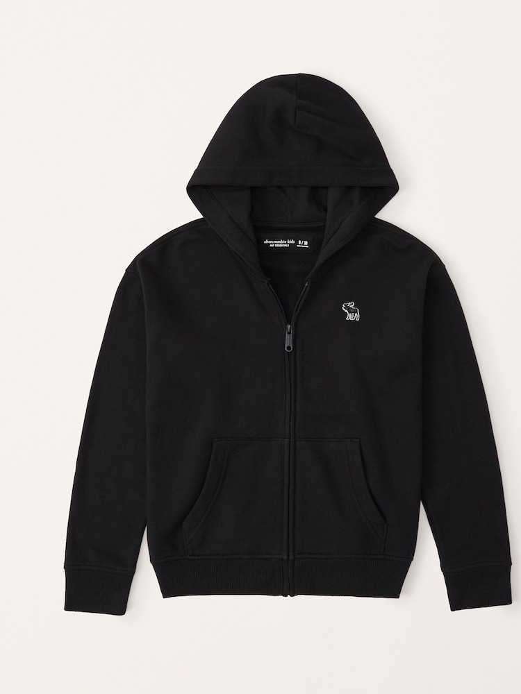 Abercrombie & Fitch Essential Full-Zip Black Hoodie - Image 1 of 5