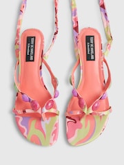 River Island Orange Terry De Havilland Beaded Scarf Heeled Sandals - Image 3 of 5