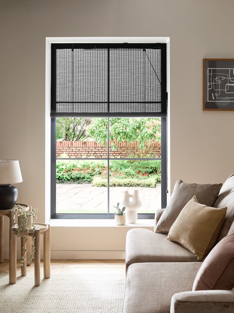 Black Ready Made Bamboo Roller Blind - Image 1 of 5