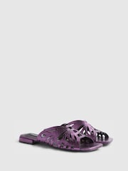 River Island Purple Terry De Havilland Butterfly Flat Mule Sandals - Image 2 of 6