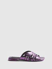 River Island Purple Terry De Havilland Butterfly Flat Mule Sandals - Image 3 of 6