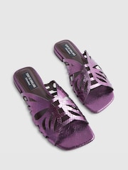 River Island Purple Terry De Havilland Butterfly Flat Mule Sandals - Image 4 of 6