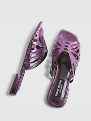River Island Purple Terry De Havilland Butterfly Flat Mule Sandals - Image 5 of 6