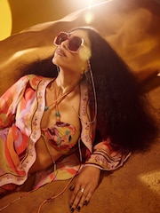 River Island Orange Terry De Havilland Long Sleeve Swirl Print Kaftan - Image 4 of 4