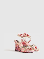 River Island Pink Terry De Havilland Gem Detail Wedges - Image 3 of 6