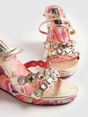 River Island Pink Terry De Havilland Gem Detail Wedges - Image 5 of 6