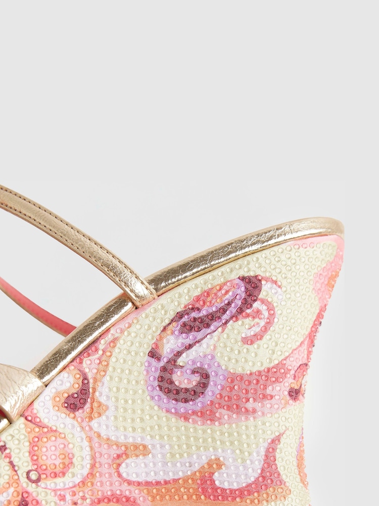 River Island Pink Terry De Havilland Gem Detail Wedges - Image 6 of 6