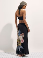 River Island Black Terry De Havilland Beaded Floral Maxi Skirt - Image 4 of 4