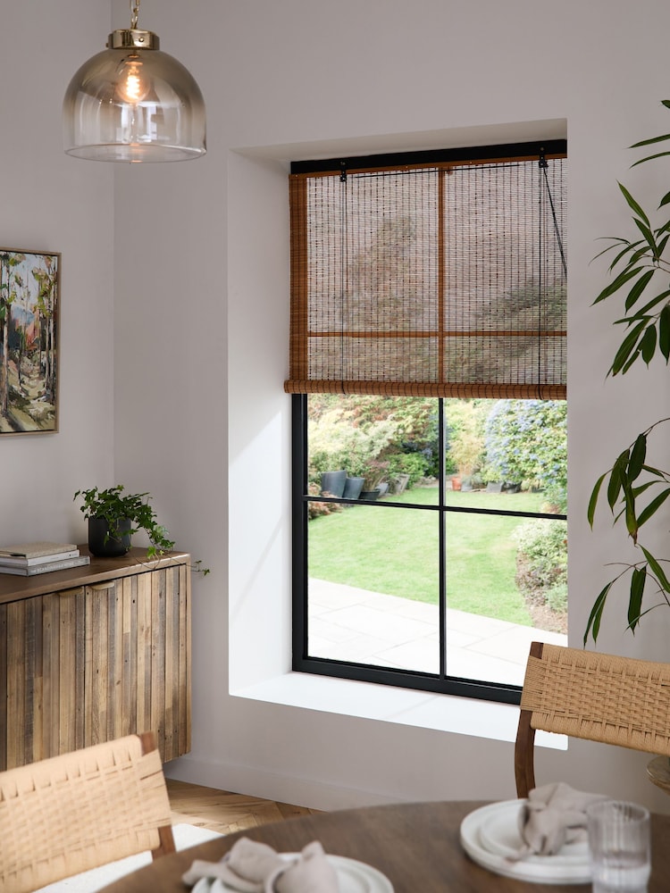 Natural/Black Ready Made Bamboo Roller Blind - Image 1 of 6