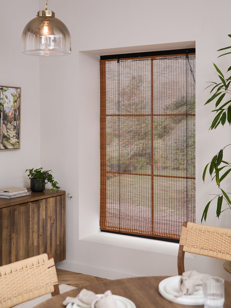 Natural/Black Ready Made Bamboo Roller Blind - Image 2 of 6