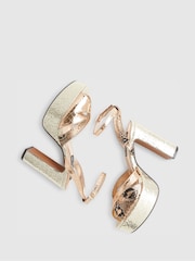 River Island Gold Terry De Havilland Snake Print Cross Strap Platform Sandals - Image 5 of 6