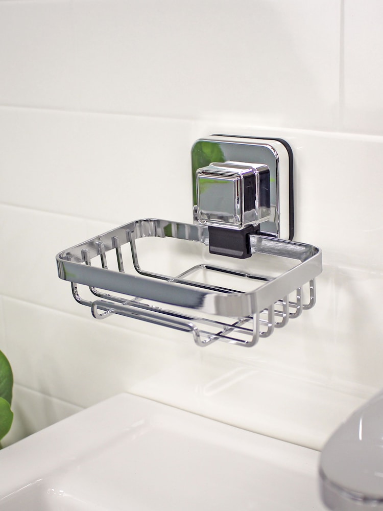 Showerdrape Chrome Suction Wall Mounted Pushloc Soap Basket - Image 1 of 4