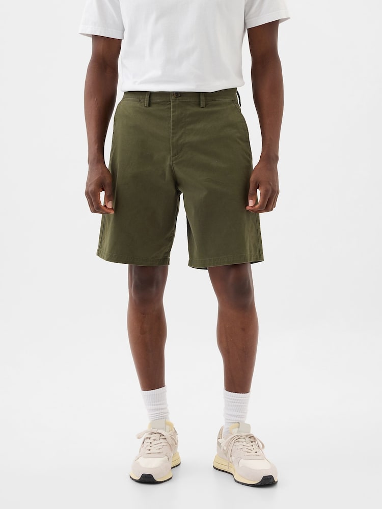 Gap Khaki Green Long Length 9' Chino Shorts - Image 1 of 6