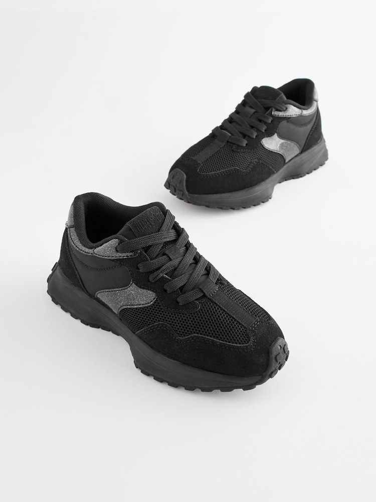 Black School Lace-Up Chunky Trainers - Image 1 of 7