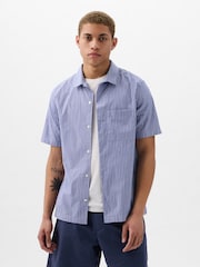 Gap Blue Poplin Short Sleeve Shirt in Standard Fit - Image 1 of 4