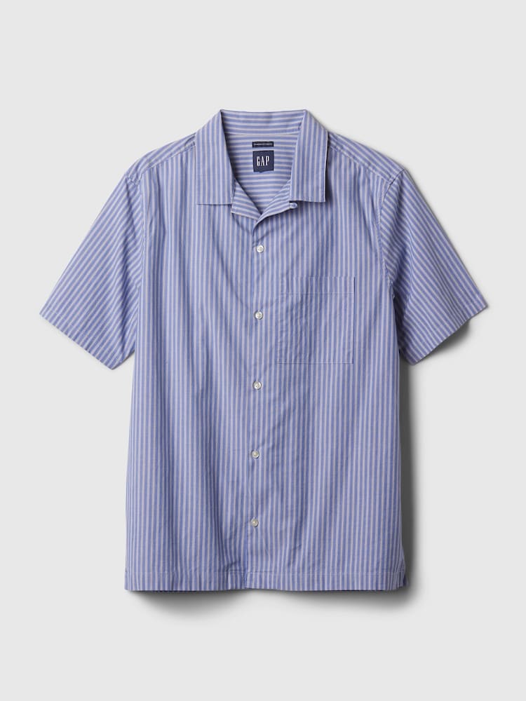 Gap Blue Poplin Short Sleeve Shirt in Standard Fit - Image 4 of 4