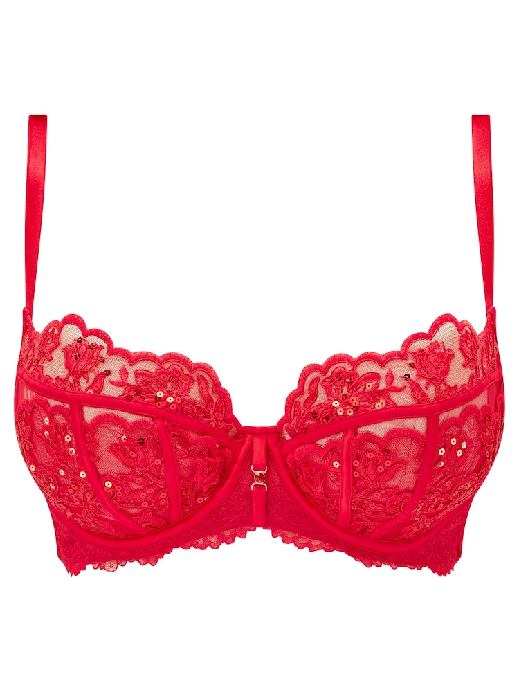 Ann Summers Red The Icon Sequin Non Pad Fuller Bust Balcony Bra - Image 5 of 5