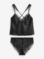 Ann Summers Black Admiring Satin Lace Cami Set - Image 4 of 5