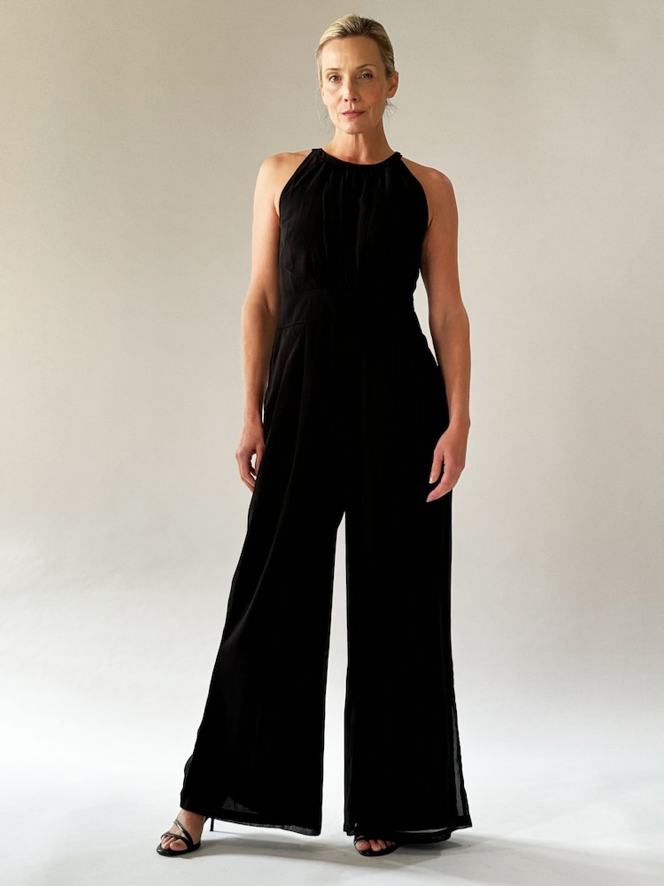 Religion Black Crew Wide Leg Halterneck Jumpsuit - Image 1 of 5