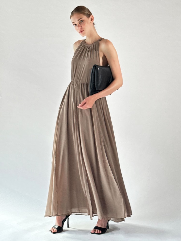 Religion Natural Dusk Halter Neck Maxi Dress With Full Skirt - Image 2 of 6 Religion Natural Dusk Halter Neck Maxi Dress With Full Skirt - Image 2 of 6