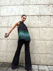 Religion Black Pinstriped Eide Leg Sharp Trousers - Image 1 of 8