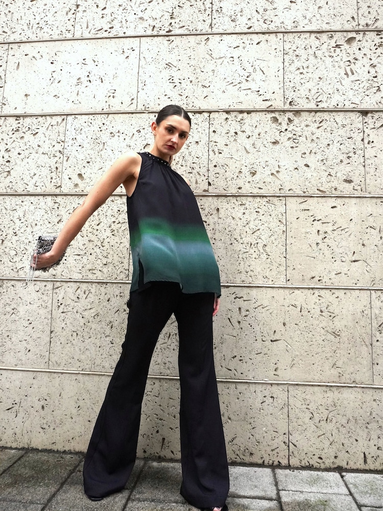 Religion Black Pinstriped Eide Leg Sharp Trousers - Image 1 of 8