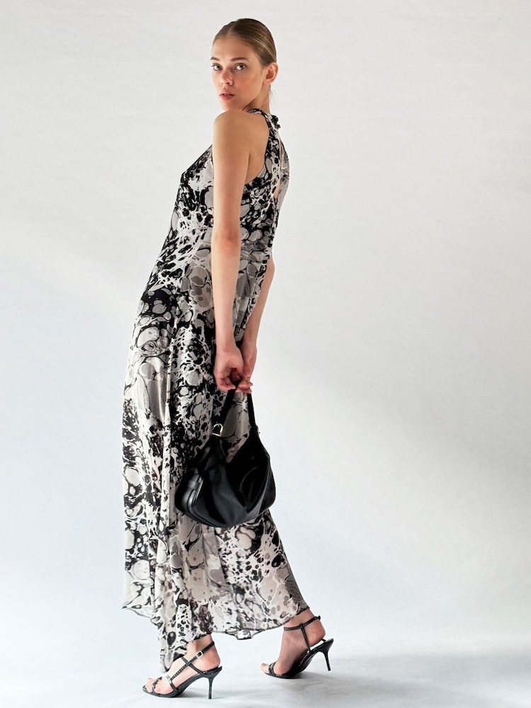 Religion Natural Halterneck Midi Maxi Dress In Printed Slinky Cupro - Image 1 of 6