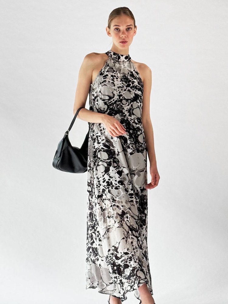Religion Natural Halterneck Midi Maxi Dress In Printed Slinky Cupro - Image 2 of 6