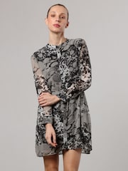 Religion Black Long Line Tunic Shirt Dress In Hand-painted Prints - Image 2 of 6