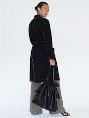 Religion Black Long Glory Duster Coat Jacket With Studs Trim - Image 5 of 6