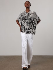 Religion Black/Grey Oversized Blouse in Dip Dye With Tie Neck - Image 1 of 6