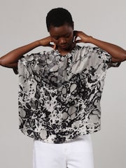 Religion Black/Grey Oversized Blouse in Dip Dye With Tie Neck - Image 2 of 6