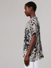 Religion Black/Grey Oversized Blouse in Dip Dye With Tie Neck - Image 4 of 6