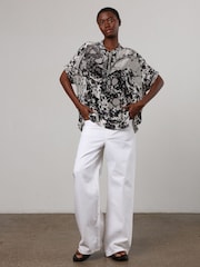 Religion Black/Grey Oversized Blouse in Dip Dye With Tie Neck - Image 5 of 6