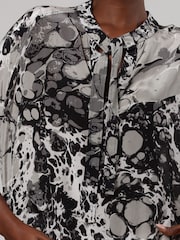 Religion Black/Grey Oversized Blouse in Dip Dye With Tie Neck - Image 6 of 6